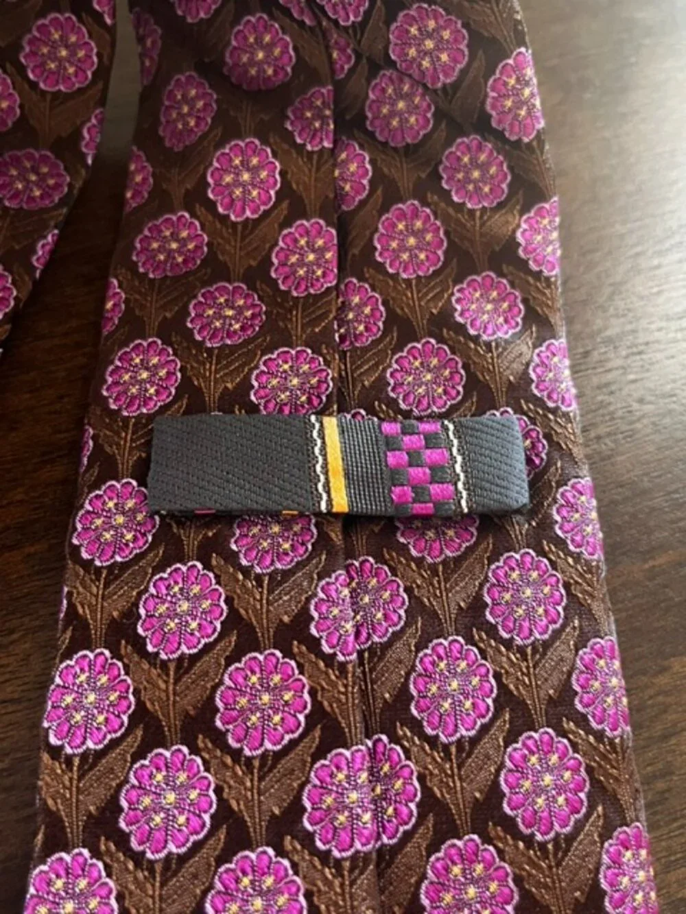 Robert Graham Silk Tie Brown Pink Floral Luxury Hand Sewn Knowledge Wisdom Truth